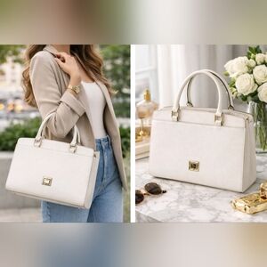 VINTAGE DOONEY & Bourke Cream Satchel with Gold Hardware. Like New. Original